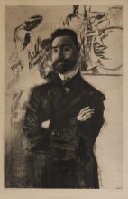 М.А. Врубель. Гравюра с портрета В.Я. Брюсова. 1906