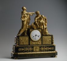 «Смерть Лукреции». Франция, Париж. Около 1805 года. Мастерская Клода Галля. Бронза, эмаль; литье, чеканка, золочение, патинирование «Смерть Лукреции». Франция, Париж. Около 1805 года. Мастерская Клода Галля. Бронза, эмаль; литье, чеканка, золочение, патинирование