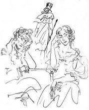 Е.Шипицова. Онегин скучает с Ольгой. Иллюстрация к роману -Евгений Онегин-. 2020. Тушь, перо Е.Шипицова. Онегин скучает с Ольгой. Иллюстрация к роману -Евгений Онегин-. 2020. Тушь, перо