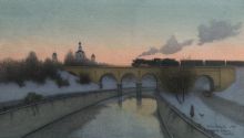 Паровоз. 26х45. Бумага, акварель Паровоз. 26х45. Бумага, акварель