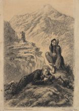 Клементьева К.А. (1896-1984). Илл. к поэме А.С. Пушкина "Кавказский пленник". 1949. Бумага, акварель черная, карандаш итальянский Клементьева К.А. (1896-1984). Илл. к поэме А.С. Пушкина "Кавказский пленник". 1949. Бумага, акварель черная, карандаш итальянский