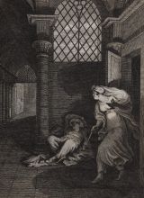 Галактионов С.Ф. (1778 – 1854). Иллюстрация к поэме А.С.Пушкина «Бахчисарайский фонтан». Зарема с кинжалом. 1826. Бумага, резец Галактионов С.Ф. (1778 – 1854). Иллюстрация к поэме А.С.Пушкина «Бахчисарайский фонтан». Зарема с кинжалом. 1826. Бумага, резец