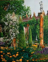 «Вход в оранжерею поместья Чатсуорт-Хаус».  Фанера, холст, масло. Август 2020 «Вход в оранжерею поместья Чатсуорт-Хаус».  Фанера, холст, масло. Август 2020