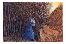 Моника Бейснер. Ад, песнь I, Сумрачный лес. Яичная темпера, бумага, 11x16,5 см Моника Бейснер. Ад, песнь I, Сумрачный лес. Яичная темпера, бумага, 11x16,5 см