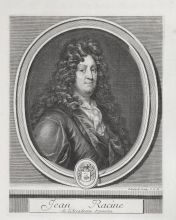 Edelinck G., Santerre J.-B. Портрет Расин Жан-Батист (1639-1699). 1700 г. Бумага верже, гравюра резцом