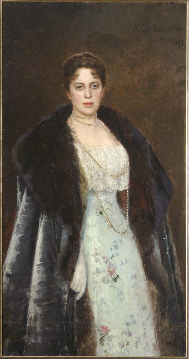 Н.К. Бодаревский. Портрет М.К. Морозовой. 1897. Холст, масло. 148,5 х 76,0. Н.К. Бодаревский. Портрет М.К. Морозовой. 1897. Холст, масло. 148,5 х 76,0.