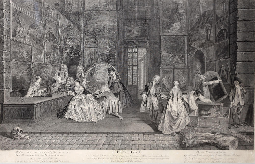 Автор гравюры: Aveline P. (1702-1760), Автор живописного оригинала: Ватто/ Watteau J. (1684-1721). Вывеска лавки Э.Ф. Жерсена. Париж, 1732. Бумага. Офорт, резец