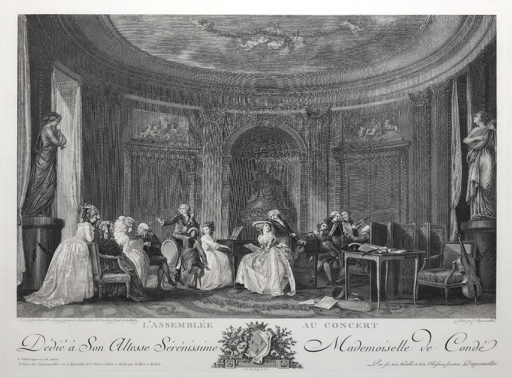 Гравер: Декевовилле/ Dequevauviller Н. (1745-1807), Автор оригинала: Лаврейнс ( Лафренсен) ( Lavreince (Lafrensen), младший Н. ( 1737 - 1807). Концерт. Париж, 1783-1784. Бумага. Офорт, резец Гравер: Декевовилле/ Dequevauviller Н. (1745-1807), Автор оригинала: Лаврейнс ( Лафренсен) ( Lavreince (Lafrensen), младший Н. ( 1737 - 1807). Концерт. Париж, 1783-1784. Бумага. Офорт, резец