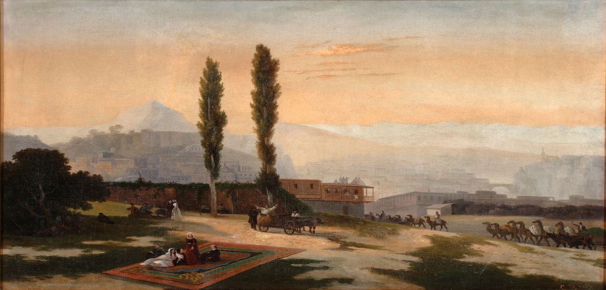 Неизвестный художник с оригинала И.К.Айвазовского 1869. Вид города Тифлиса. 1890. Холст, масло Неизвестный художник с оригинала И.К.Айвазовского 1869. Вид города Тифлиса. 1890. Холст, масло