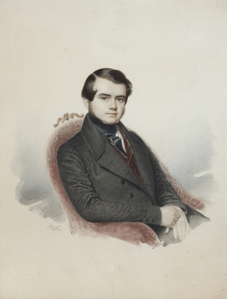 Портрет В.А. Соллогуба Э. Росси. 1840-е Бумага, акварель