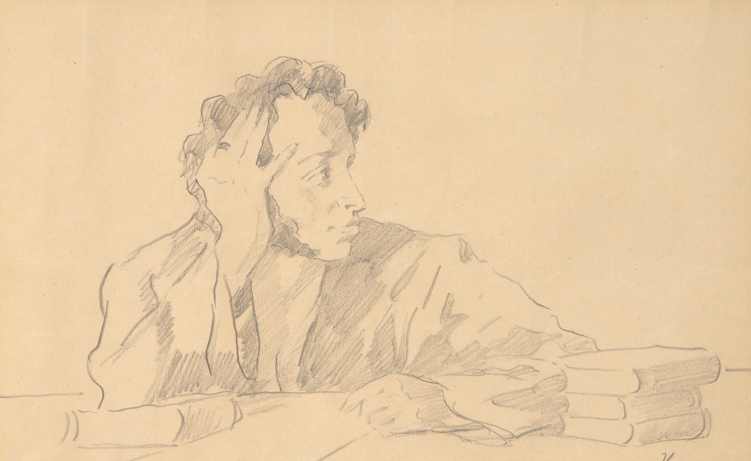 Ульянов Н.П. (1975-1949). Пушкин А.С. 1939. Бумага, карандаш.