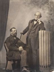 Погодин М.П. (слева) и Мамонтов И.Ф. Москва. 1850-е. Фотограф К.А. Бергнер. Отпечаток на соленой бумаге, акварель, лак.