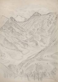 Горный пейзаж. Ущелье. Бумага, карандаш. Горный пейзаж. Ущелье. Бумага, карандаш.
