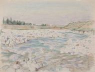 Река Ала-Арча. Бумага, цверной карандаш. 