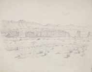 Древняя крепость (Городище Кошой-Коргон). Бумага, карандаш. Древняя крепость (Городище Кошой-Коргон). Бумага, карандаш.