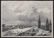 А. Жоли по оригиналу О.Кадоля. Москва. Вид Кремля и Каменного моста. 1825.  Литография.