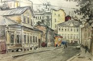 Е. Куманьков. Малый Николопесковский переулок. 1971 г. Бумага, графитный карандаш.