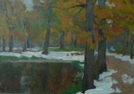 Евгений Утенков. Первый снег. 1972. Картон, масло. Евгений Утенков. Первый снег. 1972. Картон, масло.