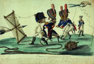 И. Теребенев. Наполеон спускает змея. Карикатура. 1813-1814 гг.