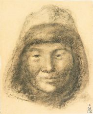 Д.В. Мирлас. Портрет казахского мальчика из Караганды. 1933 г. Бумага, уголь