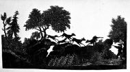 Толстой Ф.П. (1783-1873) Сцена охоты. 1 половина 19 века Бумага белая, бумага черная глянцевая, силуэт.