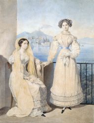 Портрет графини Е.Ф. Тизенгаузен и графини Д.Ф. Фикельмон А.П. Брюллов. 1825 Бристольский картон, акварель, карандаш, лак Портрет графини Е.Ф. Тизенгаузен и графини Д.Ф. Фикельмон А.П. Брюллов. 1825 Бристольский картон, акварель, карандаш, лак