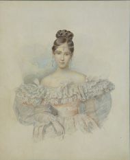 А.Д. Корин с оригинала А.П. Брюллова 1831–1832  Н.Н. Пушкина. 1937 Бумага, акварель