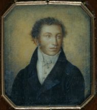 А.С. Пушкин. И.-Е. Вивьен де Шатобрен. 1826. Кость, акварель, гуашь