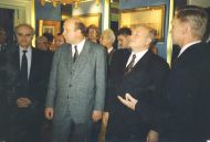 В музее: Я.К. Саркисов, В.П. Шанцев, Ю.М. Лужков, Е.А. Богатырев