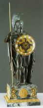 Часы каминные Афина Паллада. Франция. Бронза, золочение, мрамор. Начало XIX века.