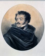 Лангер (?) Н.В. (1781-1824). Портрет Давыдова Дениса Васильевича. 1784-1839. 1819 Картон, акварель, карандаш итальянский, карандаш.