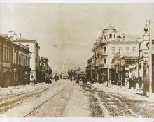 Фотография Д.В. Алексеева. Вид улицы Арбат от  церкви Живоначальной Троицы, 1888