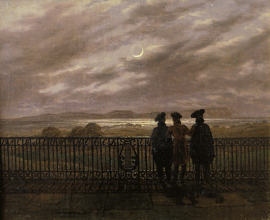 Фридрих К. (1774-1840). В.А. Жуковский, С.И. и А.И. Тургеневы. Около 1827; Холст, масло Фридрих К. (1774-1840). В.А. Жуковский, С.И. и А.И. Тургеневы. Около 1827; Холст, масло