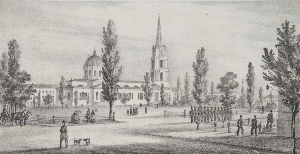 Ф.И. Гросс Спасо-Преображенский кафедральный собор в Одессе. 1850-е Литография Ф.И. Гросс Спасо-Преображенский кафедральный собор в Одессе. 1850-е Литография