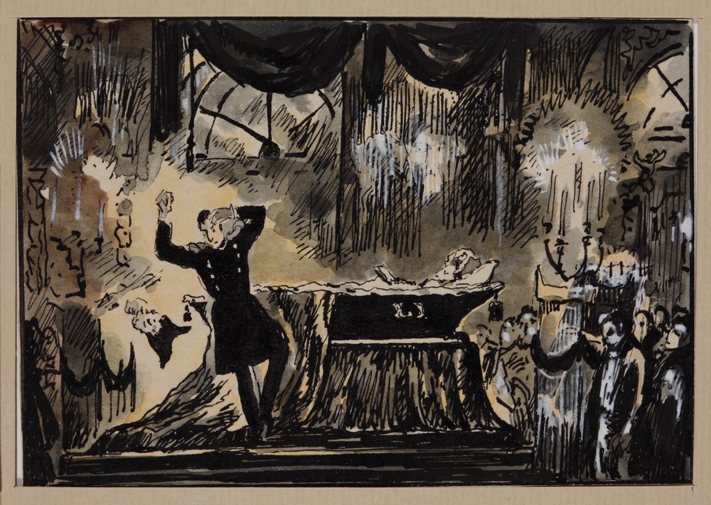 А.Н. Бенуа - Германн перед гробом графини (1911) А.Н. Бенуа - Германн перед гробом графини (1911)