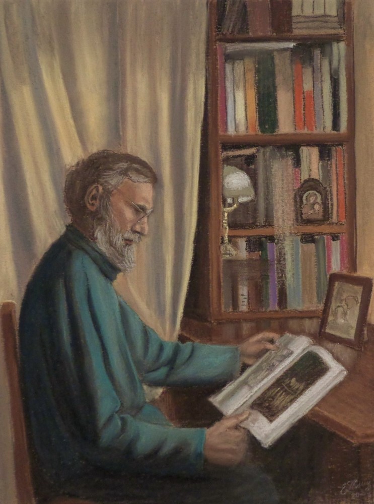 Сергей за чтением. К.,пастель. 2023 год Сергей за чтением. К.,пастель. 2023 год