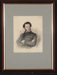 Б.И. Клабуновский с оригинала П.Ф. Соколова 1836. Портрет А.С. Пушкина. 1959. Бумага, акварель. В паспарту под стеклом.