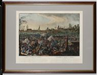 И.Л. Ругендас  «Битва народов при Лейпциге 7/19 октября 1813 года». Около 1813 г. Бумага, печать, акварель.