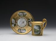 Чашка и блюдце. Завод Батенина. Россия, Петербург. 1828; Фарфор, роспись, позолота, цировка