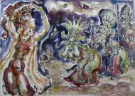Дмитрий Чистяов. Иллюстрация к сказке А.С. Пушкина "Золотой Петушок" 2005. Бумага, тушь, перо, акварель.