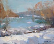 И. Даньшин. Ледоход. 2013. Картон, масло.