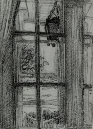 Антонова Л.Л. Михайловское. Окно. Фонарь. 2009 г. Бумага, масляная пастель. 