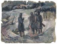 В. Деопик. После боя. Гуашь, бумага