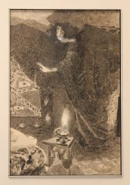 М.Врубель. Эскиз к поэме -Демон- М.Ю. Лермонтова. 1890-1900-е. Бумага, черная акварель, белила.