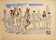 Н.Кузьмин. Онегин в Одессе. 1930. Бумага, акварель.