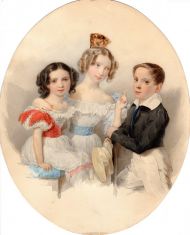 А.П. Брюллов. Портрет неизвестных детей. 1830-е. Бумага, графитный карандаш, акварель