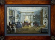 К. Боссоли (Bossoli). Интерьер в крымском имении Л.А.Нарышкина Мисхор. 1842 год. Бумага, гуашь