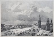 А. Жоли с оригинала О. Кадоля  Москва. Вид Каменного моста от Кремля. 1825  Литография, акварель