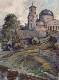 Ю.Л. Керцелли Торжок. Борисоглебский монастырь. 1974 Картон, масло