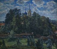 А.А. Осмеркин Святогорский монастырь. Синичья гора, где могила А.С. Пушкина. 1928 Холст, масло